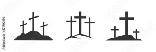 Fényképezés Cross symbol. Three crosses. Calvary. Vector.