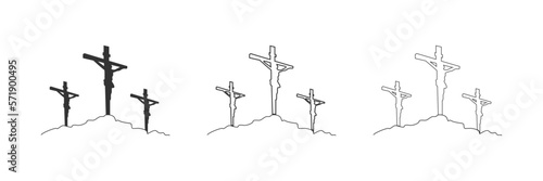 Cross symbol. Three crosses. Calvary. Vector. Fototapet
