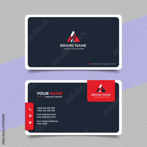 Red modern creative business card and name card horizontal simple clean template vector design