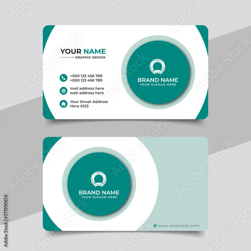 Green modern creative business card and name card horizontal simple clean template vector design