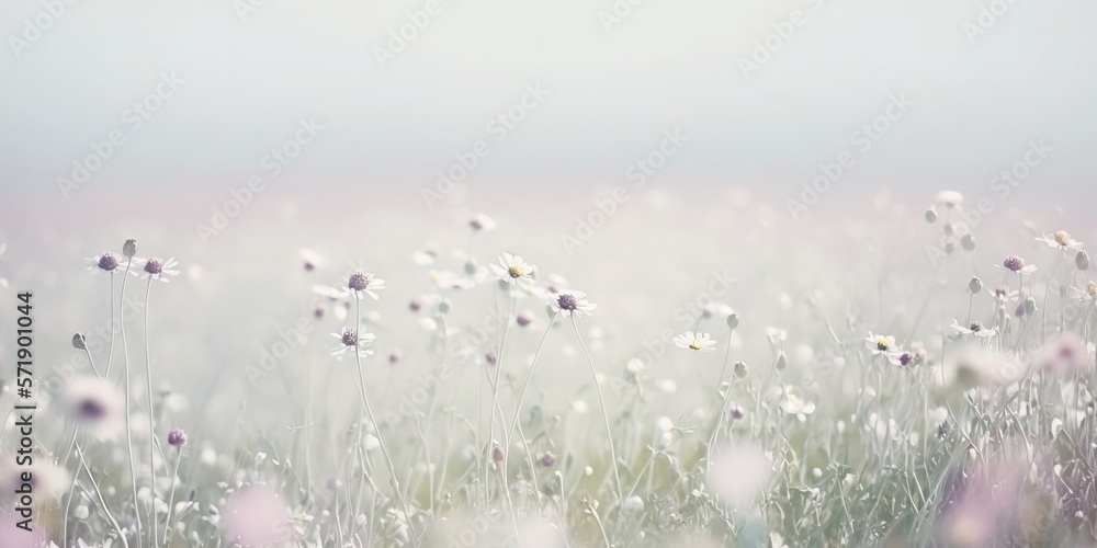Light colored field of wild flowers and dandelions for background card or banner Light colored field of wild flowers and dandelions for background card or banner