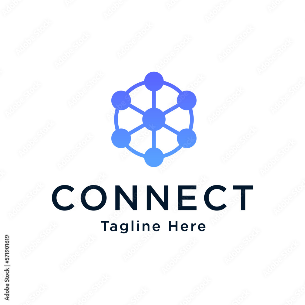 Dot Circle Connected as Network Logo