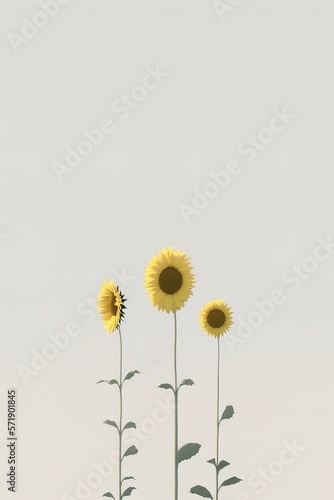 Very simple girly background with sunflower at the bottom of the image