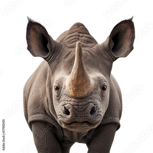 Canvas Print rhinocero face shot isolated on transparent background cutout