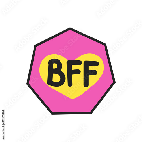 Hand drawn doodle element in 90s 2000s trendy style. Sticker best friends isolated on white background.
