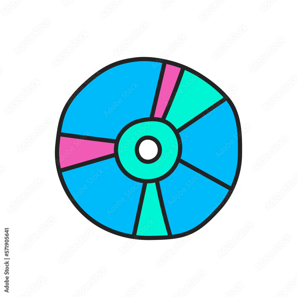 Hand drawn doodle element in 90s 2000s Y2K trendy style. CD DVD isolated on white background. Hand drawn doodle element in 90s 2000s Y2K trendy style. CD DVD isolated on white background.