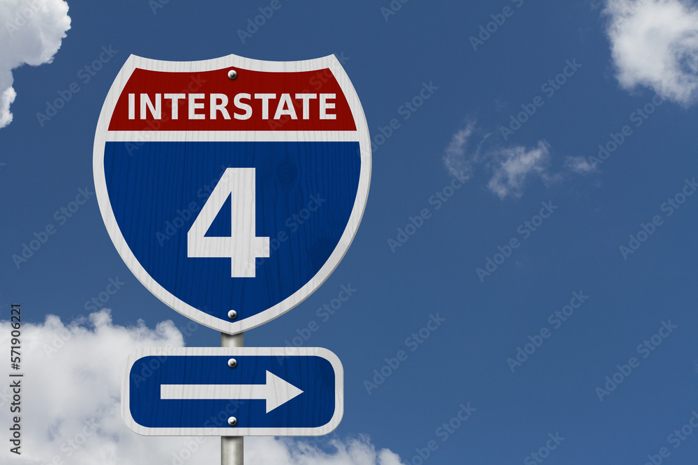 USA Interstate 4 highway sign USA Interstate 4 highway sign