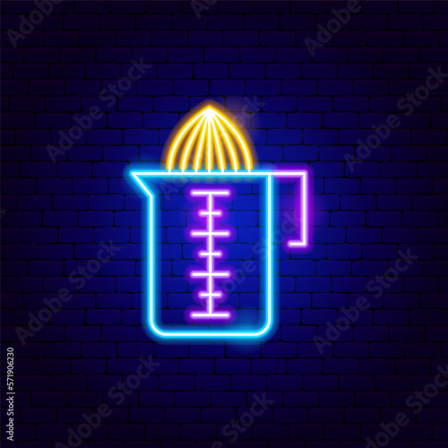Citrus Juicer Neon Sign. Vector Illustration of Household Appliances Promotion.