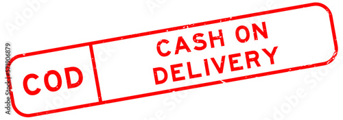 Grunge red COD cash on delivery word square rubber seal stamp on white background