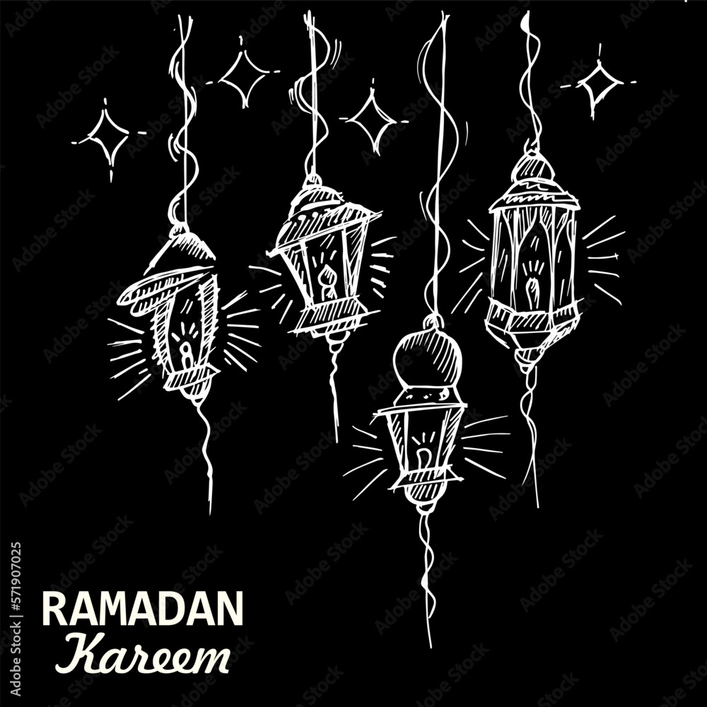 Hand drawn of lantern for Ramadan greetings card Hand drawn of lantern for Ramadan greetings card
