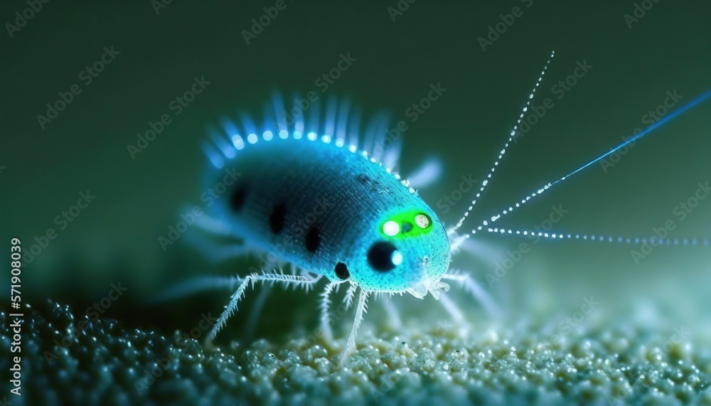  a close up of a bug on a bed of dirt.  generative ai