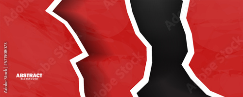 Abstract papertorn black and red color background vector