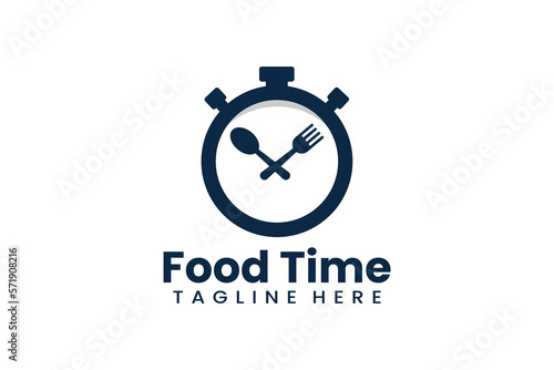 Flat food time logo template vector design illustration
