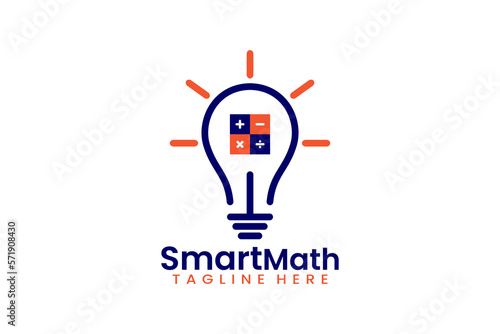 Flat leaf mathematics logo template vector design illustration