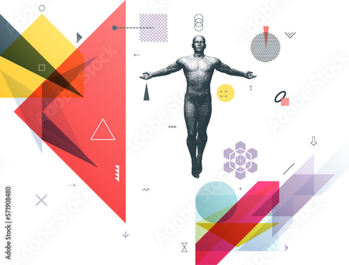 Leadership, freedom or development concept. Art composition. Transparency geometrical background. Cover design template for presentation, poster, cover or brochure. 3D vector illustration.