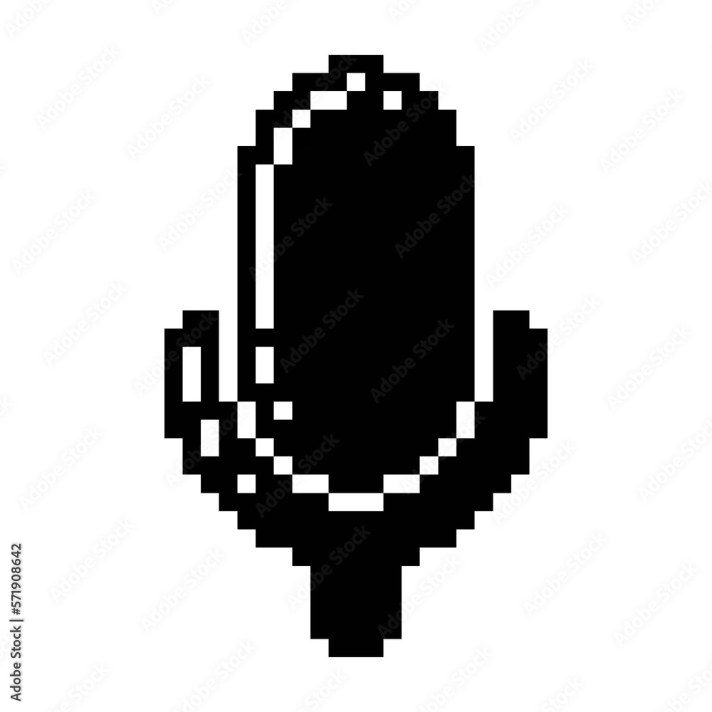 Microphone icon black-white vector pixel art icon