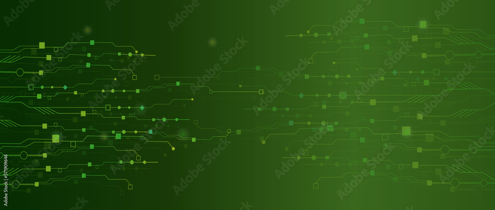 The concept of quantum computer technologies. Futuristic circuit board background vector. Modern technology printed circuit board texture background design. The waves are flowing. Quantum explosion
