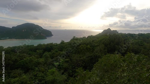 Sunset from a viewpoint in Phi Phi Island in Thailand. 
