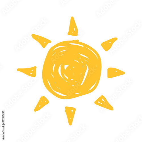 Cartoon sunshine icon or logo. Children nursery decoration with sunny day designs. Kid happy morning vector. Warm shining beams