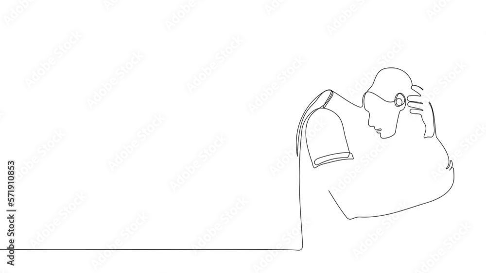 Animated drawing of continuous line draw of couple in love, cute curly-haired girl piggyback handsome boyfriend hugging. Romantic relations, first love. High quality 4k footage Animated drawing of continuous line draw of couple in love, cute curly-haired girl piggyback handsome boyfriend hugging. Romantic relations, first love. High quality 4k footage
