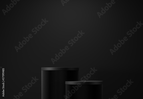 cylinder podium display for product and presentation  minimal style  3D rendering