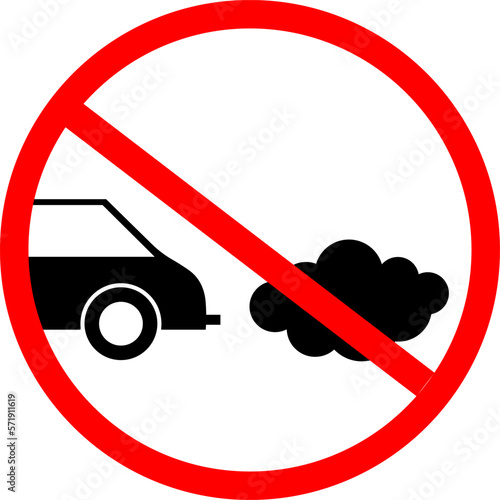 No idling sign on isolated white background. Turn off your engine. Vector illustration.