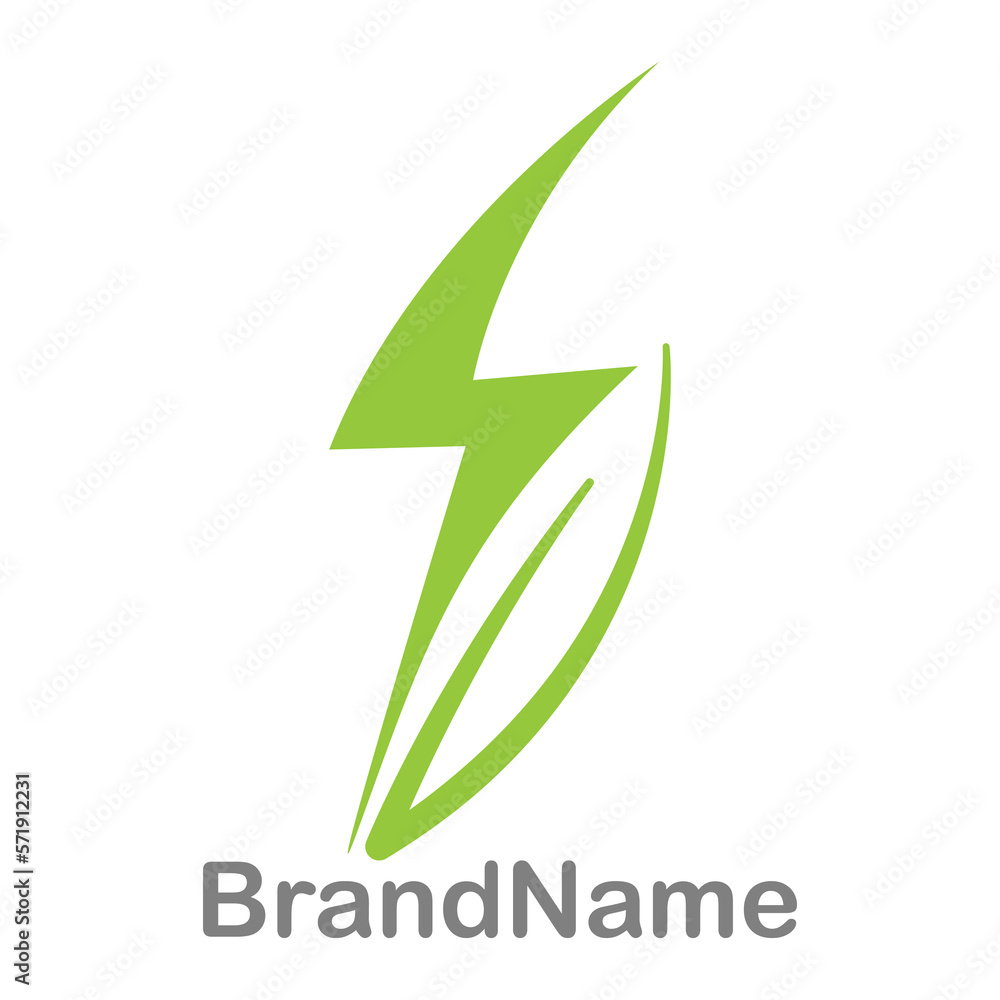 Icon concept for energy-friendly, fusion of energy symbol and green leaf, graphic vector on white background. Icon concept for energy-friendly, fusion of energy symbol and green leaf, graphic vector on white background.