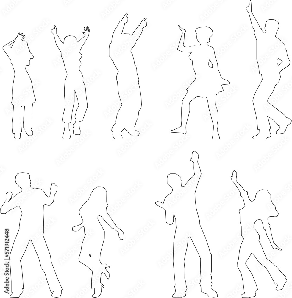 Obraz premium Vector sketch illustration of young couple dancing old 80s era