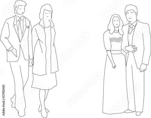 Vector sketch illustration of a young newly married couple