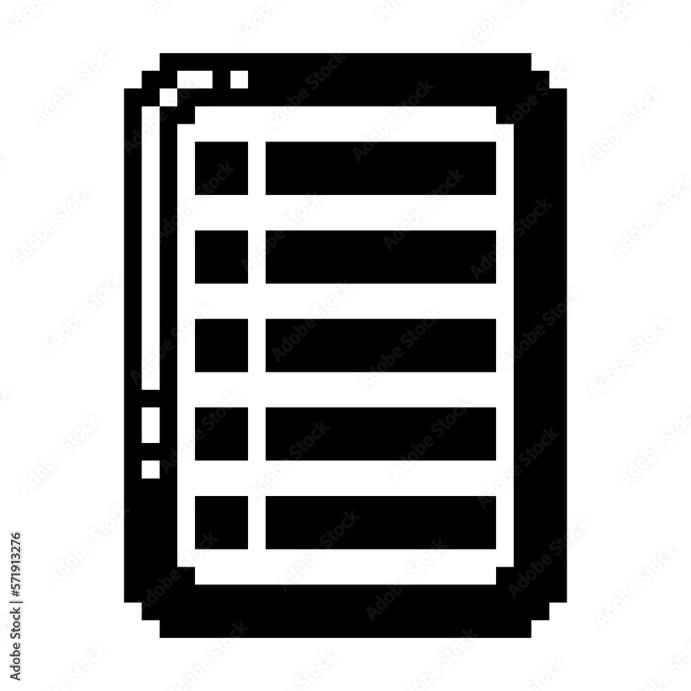 Latter list icon black-white vector pixel art icon Latter list icon black-white vector pixel art icon
