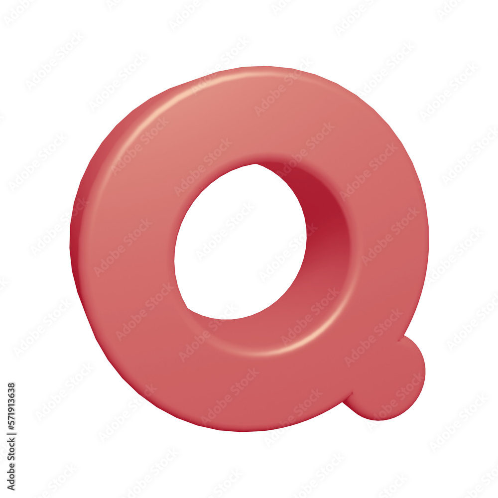 Pink alphabet letter q in 3d render
Pink alphabet letter q in 3d render