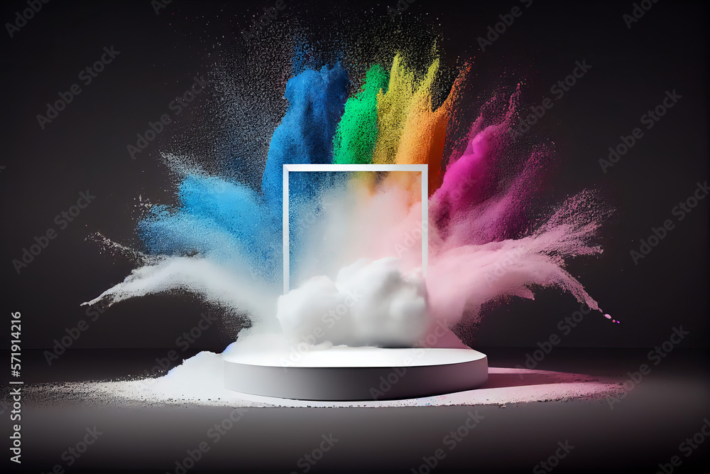 colorful powder paint explosion