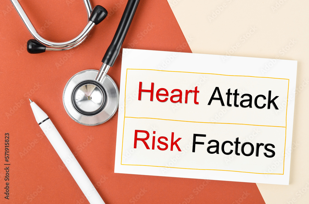 The Heart attack risk factors with stethoscope, Medical concepts. The Heart attack risk factors with stethoscope, Medical concepts.