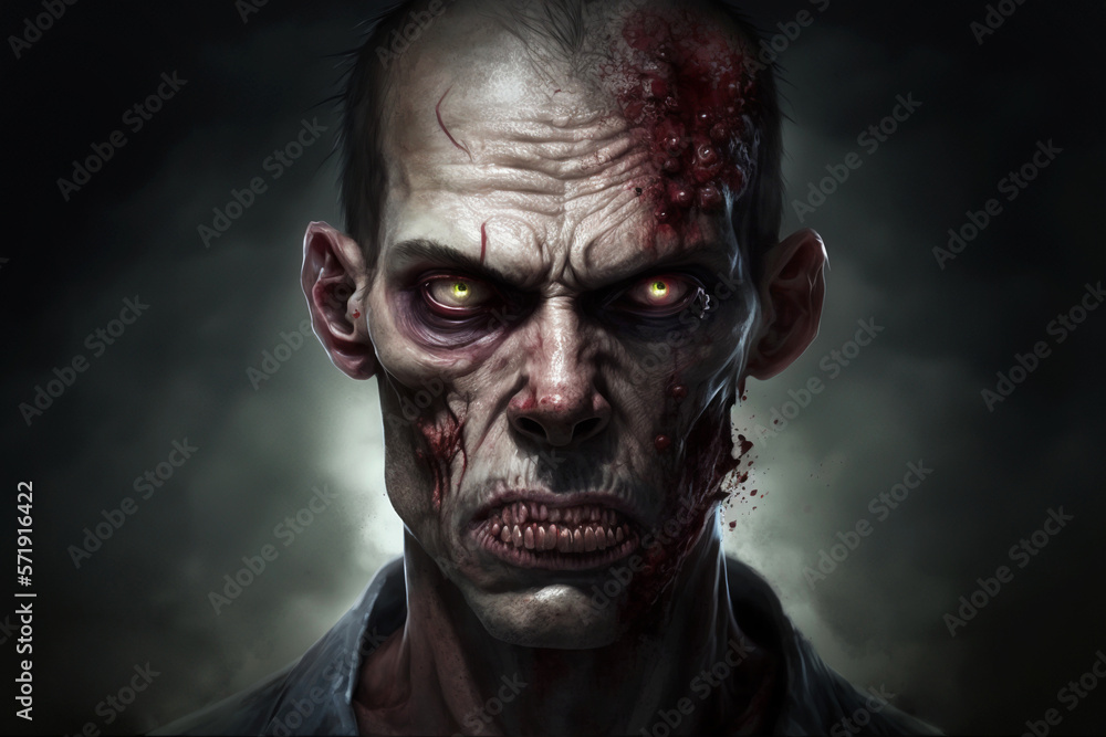 Close-up portrait of a horrible scary zombie man. Horror. Halloween. Zombie apocalypse. Undead. Dead man who eats people. Reanimated corpse. monster. Scary character and horror and science fiction Close-up portrait of a horrible scary zombie man. Horror. Halloween. Zombie apocalypse. Undead. Dead man who eats people. Reanimated corpse. monster. Scary character and horror and science fiction