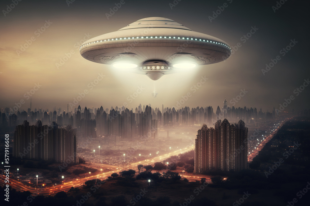 ufo over the city. sketch art for artist creativity and inspiration. generative AI ufo over the city. sketch art for artist creativity and inspiration. generative AI