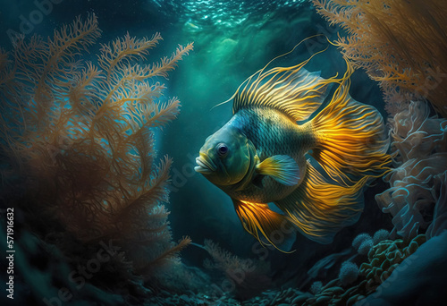 tropical fish. sketch art for artist creativity and inspiration. generative AI 