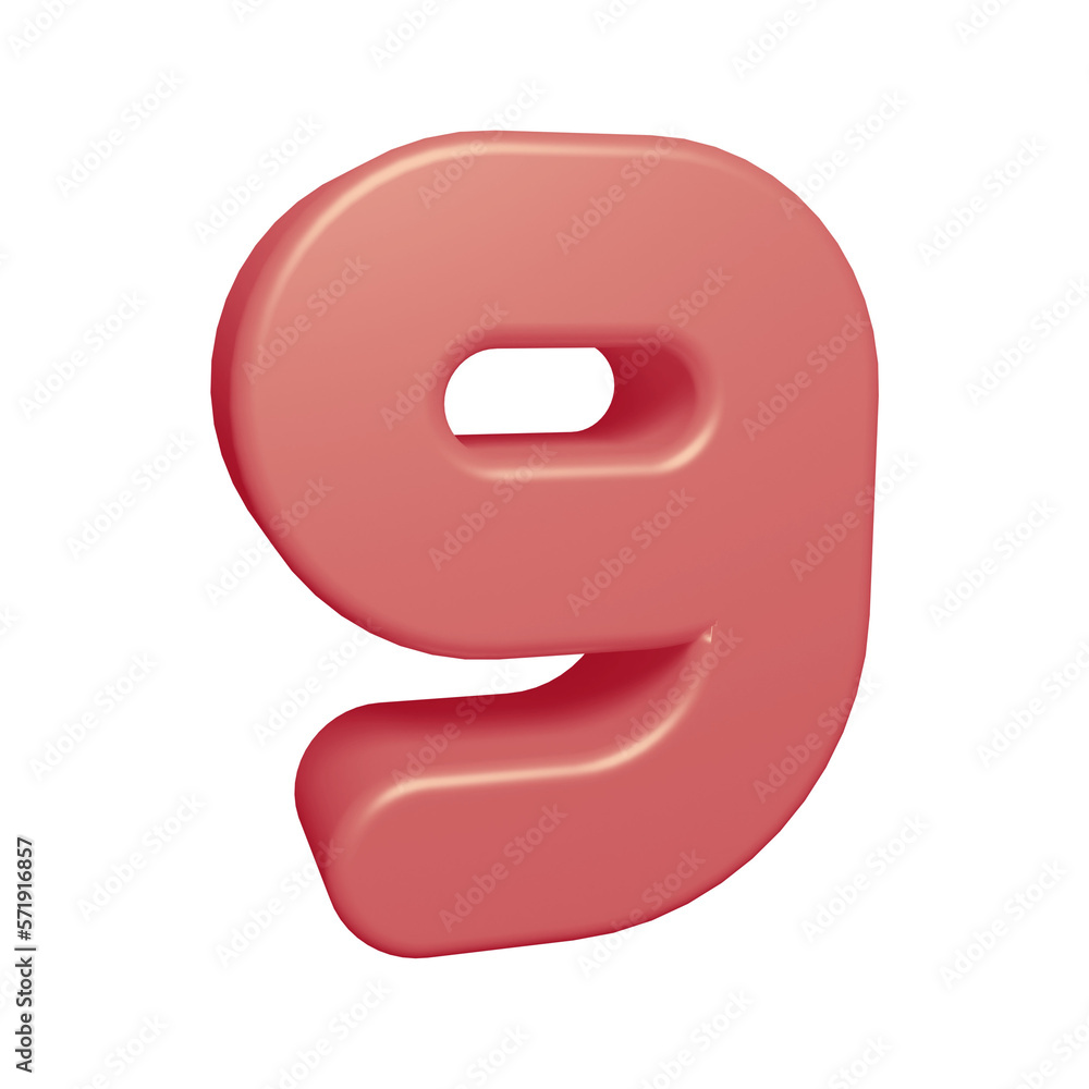 Pink number 9 in 3d rendering for math, business and education concept. Pink number 9 in 3d rendering for math, business and education concept.