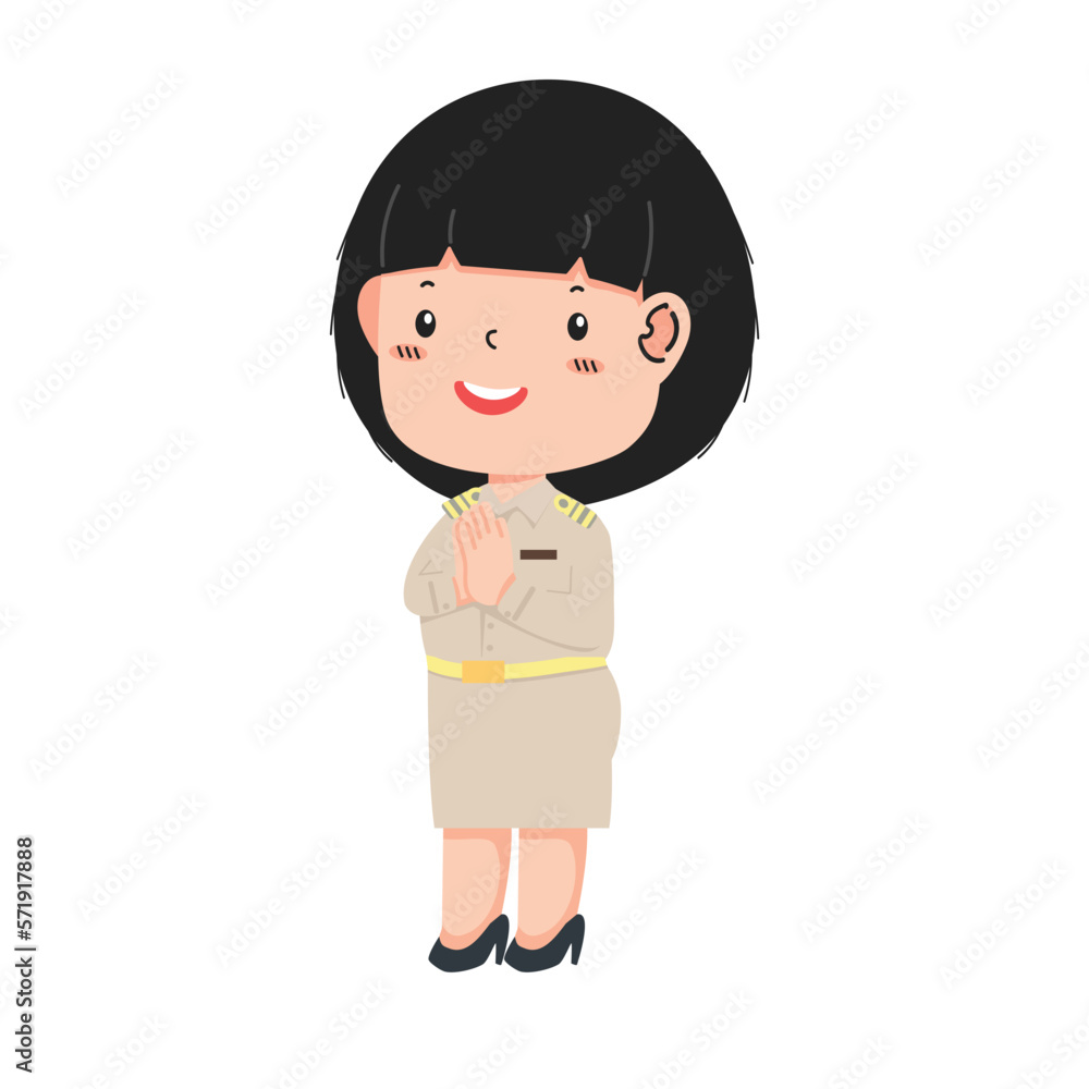 Thai teacher girl government uniform cartoon Thai teacher girl government uniform cartoon