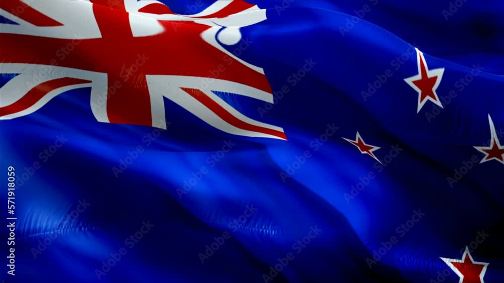 Video „Kiwi flag. 3d New Zealand sign waving video. Flag of New Zealand holiday seamless loop