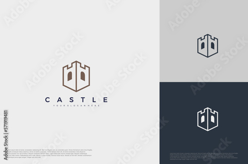 simple medieval castle Logo illustration vector design template