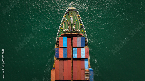 cargo container ship sailing in sea to import export goods and distributing products to dealer and consumers © SHUTTER DIN