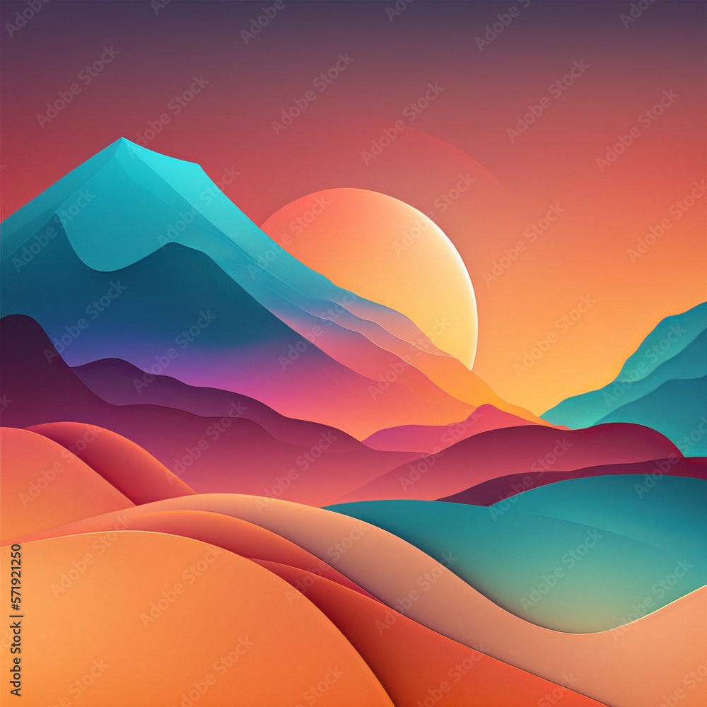 mountains abstract  colorful background with texture, lines, shapes, and curves illusions ai