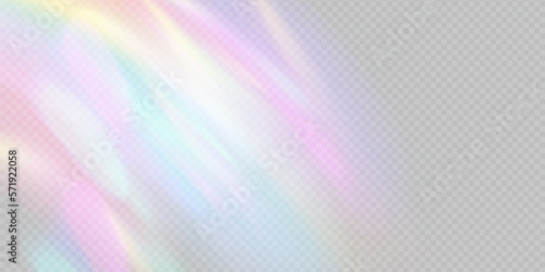 Fotografiet Rainbow light prism effect, transparent background