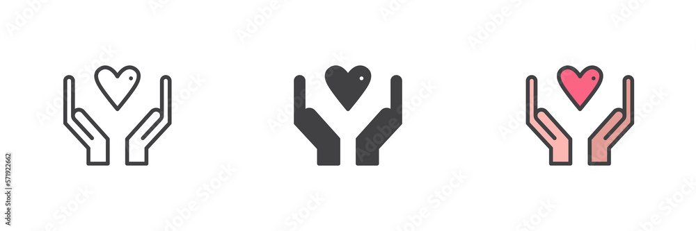 Obraz premium Hands with heart different style icon set