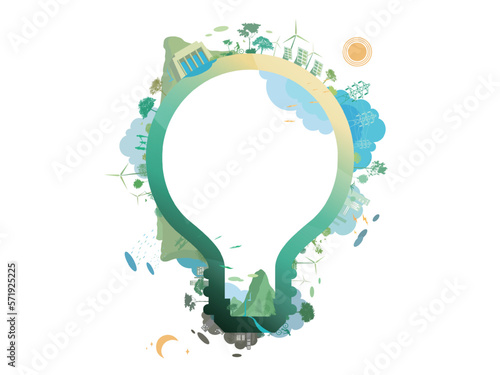 ESG and ECO friendly community A010 bulb frame shows by the green environmental its suit to add words inside about ESG - Environmental, Social, and Governance vector illustration graphic EPS 10
