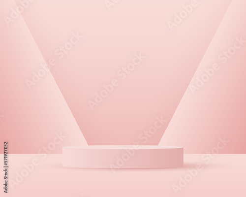 pink modern background platform display cosmetic products