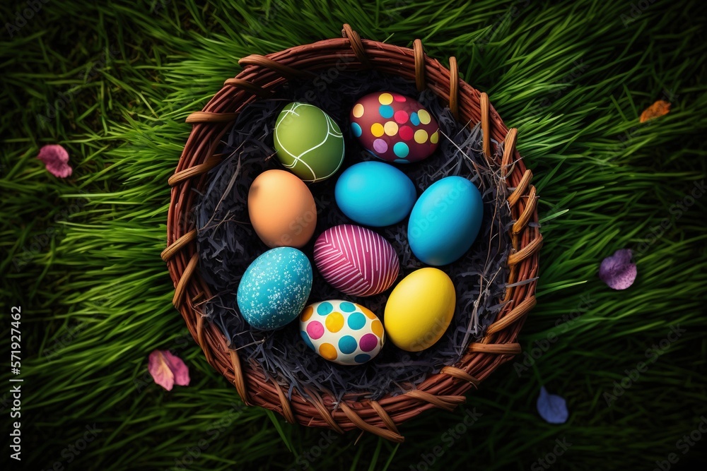 Joyful Easter Celebrations with Cute Rabbits and Colorful Eggs with AI Generative Joyful Easter Celebrations with Cute Rabbits and Colorful Eggs with AI Generative