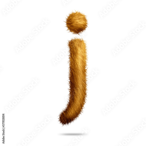 Small alphabet letter j design with brown fur texture