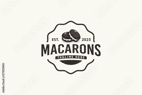 macarons logo in vintage style for any business, especially patisserie, bakery, cafe, etc.