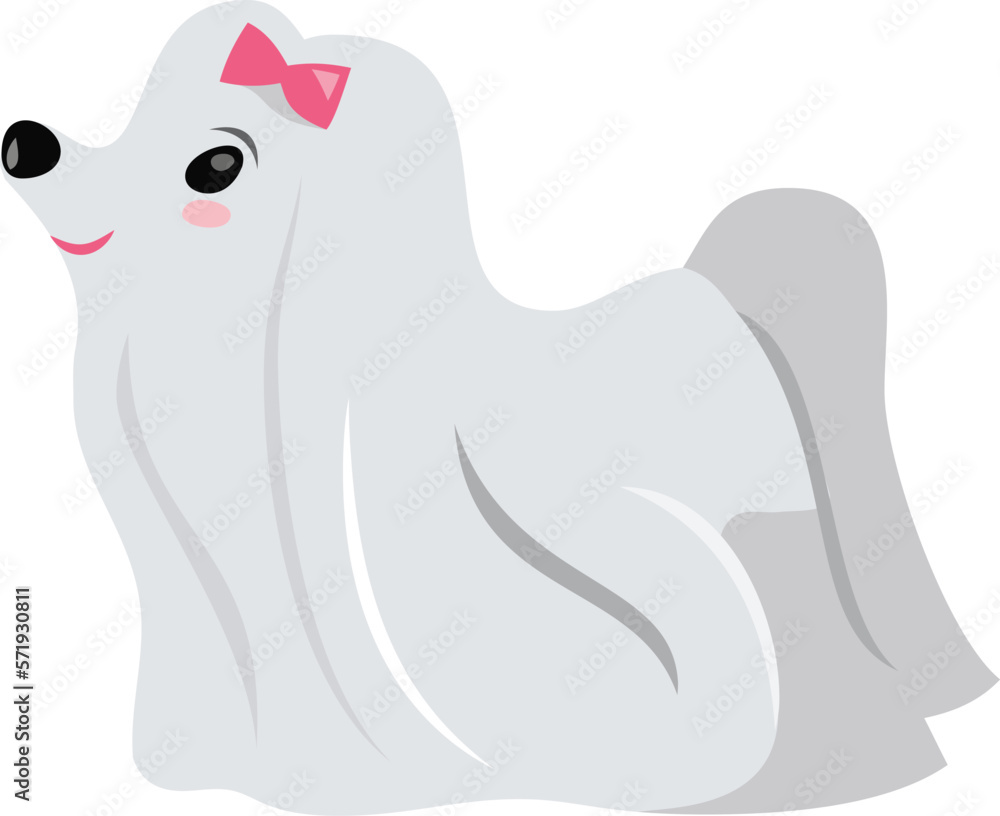 Cartoon Maltese Puppy Dog